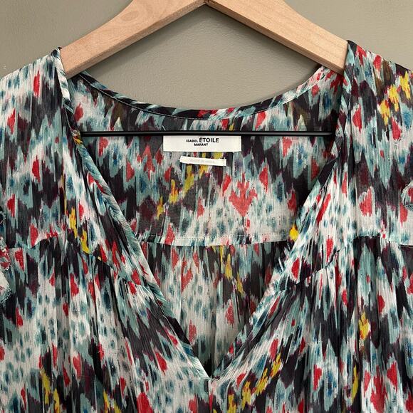 ISABEL MARANT ÉTOILE Enna Silk Chiffon Asymmetrical Dress Size XS White Black - Picture 6 of 16